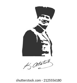 Mustafa Kemal Atatürk. Portrait, Vector.