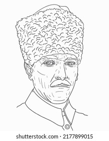Mustafa Kemal Atatürk Vector Portrait Line