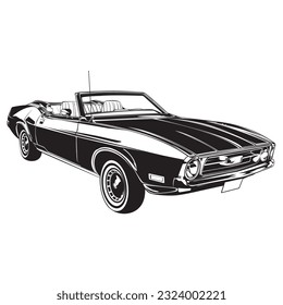 mustang 72 (black and white) svg
