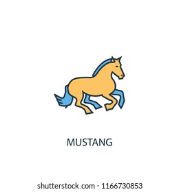 Mustang concept 2 colored line icon. Simple yellow and blue element illustration. Mustang concept outline symbol design from USA set