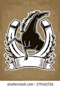 Mustang emblem with horseshoe