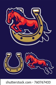 Mustang Horse Mascot Design Set