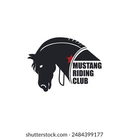 'Mustang Riding Club' logo, a dynamic design capturing the spirit of horse riding. Perfect for branding, marketing, and merchandise for equestrian enthusiasts and riding clubs.