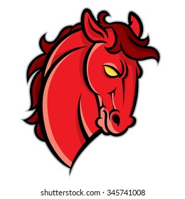 Mustang stallion horse head vector illustration - graphic mascot image isolated on white background