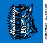 mustangs baseball team design with half mascot for school, college or league