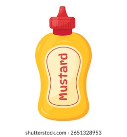 Ilustração de mostarda em fundo transparente. Ícone de mostarda amarela. Elemento de design para tema de culinária,restaurantes,café,culinária ao ar livre,cartazes,padrões,logotipos. Design de desenho animado plano style.Vetor