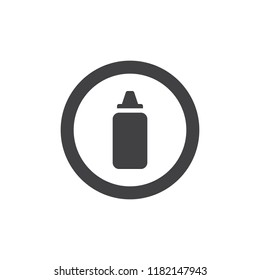 Mustard bottle in a circle vector icon. filled flat sign for mobile concept and web design. simple solid icon. Symbol, logo illustration. Pixel perfect vector graphics