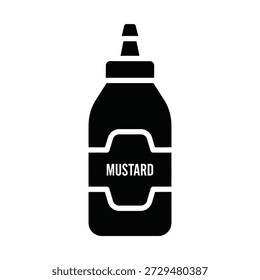 Mustard bottle condiment container flat design vector illustration isolated