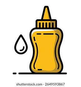 Garrafa de mostarda com uma gota de mostarda