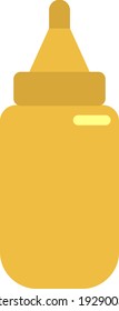 Mustard in a bottle, illustration, vector on white background.