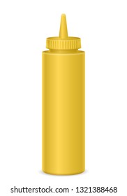 Mustard Bottle On A White Background. Vector Illustration.