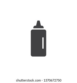 Mustard bottle vector icon. filled flat sign for mobile concept and web design. Bottle of Ketchup glyph icon. Symbol, logo illustration. Pixel perfect vector graphics