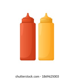 Senf- und Catsup-Flaschen Symbol. Vektorgrafik von Soßenflaschen.
