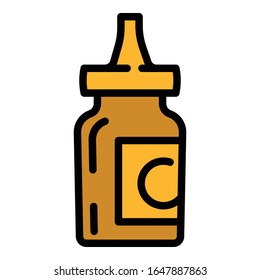 Icono de condimento de mostaza. Icono de vector de condicionamiento de la mostaza de esquema para el diseño web aislado en fondo blanco