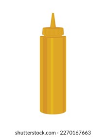 Mustard Condiment Squeeze Bottle, Yellow Mustard Plastic Dispenser Container Illustration