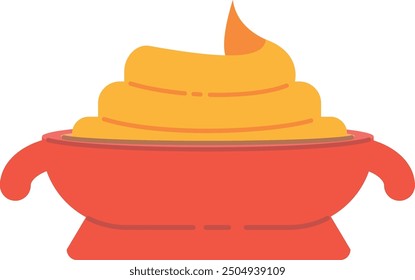 Mustard dip bowl. Spicy sauce color icon