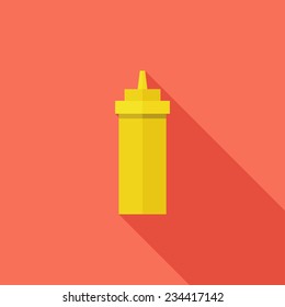  Mustard flat icon. Modern flat icons with long shadow effect in stylish colors. Icons for Web and Mobile Application. EPS 10.