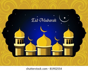 mustard floral pattern background with mosque