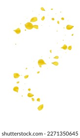 Mustard Flower Flying Vector White Background. Falling Cherry Template. Yellow Peach Summer Frame. Canary Sakura Fly Banner.