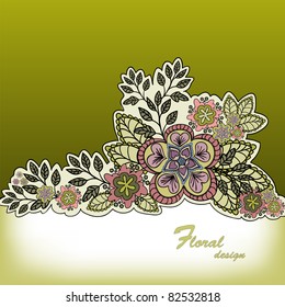 mustard gradient background with a beautiful bouquet of hand-drawn