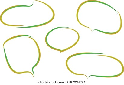 mustard green colored hand drawn speech bubbles set
