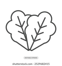 Mustard green icon, vegetable symbol on white background - vector illustration