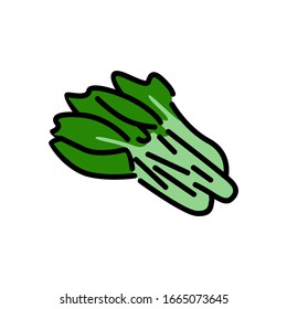 Mustard green vector icon isolated on white background. Hand drawn vector illustration
