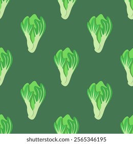 Mustard Greens Illustration Pattern background. Leafy Mustard Greens Pattern background. Mustard Greens Seamless pattern Design background.