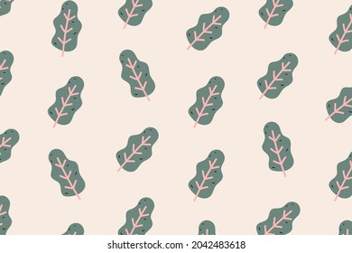 Mustard greens seamless pattern background. Hand drawn style vector design illustrations.