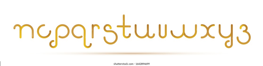 Mustard honey sauce vector font. Isolated alphabet set on white background. English yellow letters made of sauce, liquid and glossy. Good for design posters, packaging, menu, cafe. 