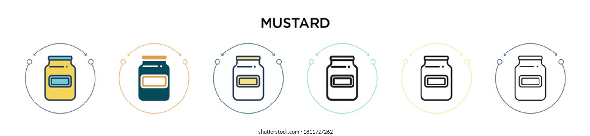 Mustard icon in filled, thin line, outline and stroke style. Vector illustration of two colored and black mustard vector icons designs can be used for mobile, ui, web