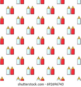 Mustard ketchup bottle pattern in cartoon style. Seamless pattern vector illustration