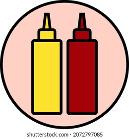 Mustard and ketchup, illustration, vector, on a white background.
