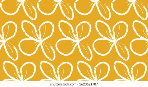 mustard loose floral vector seamless pattern 