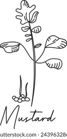 Mustard Micro Greens Sketch Vector Illustration