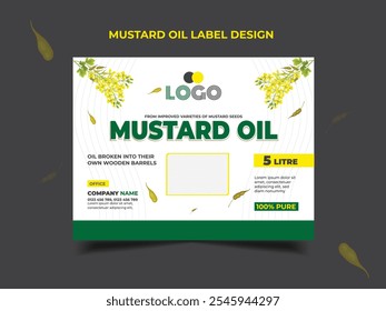 Mustard oil labels Mustard oil Yellow Color labels Design Template Mustard oil design template 