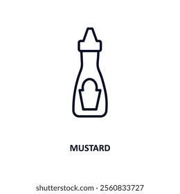 mustard outline icon.  Thin line icon from gastronomy collection. Editable vector isolated on white background