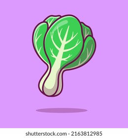 Mustard Pakcoy Vegetable Cartoon Vector Icon Illustration. Food Nature Icon Concept Isolated Premium Vector. Flat Cartoon Style