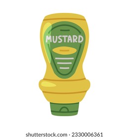 Mustard Paste or Sauce in Labeled Plastic Bottle as Hot and Spicy Seasoning Vector Illustration