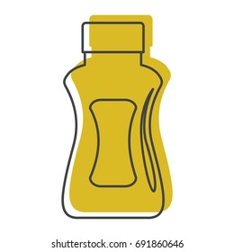 Mustard plastic bottle in doodle style isolated on white background barbecue object for summer party barbecue design and web vector illustration