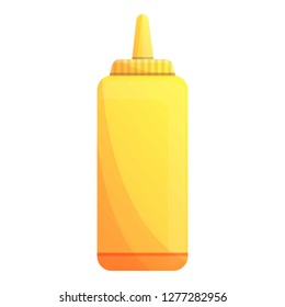 Mustard plastic bottle icon. Cartoon of mustard plastic bottle vector icon for web design isolated on white background