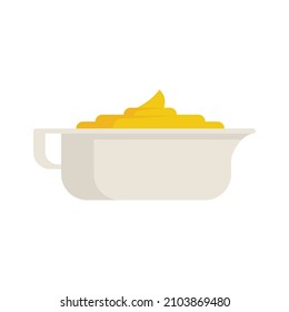 Mustard sauce bowl icon. Flat illustration of mustard sauce bowl vector icon isolated on white background