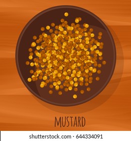 Mustard seeds flat design vector icon. Flavor spices and herbs menu template collection.