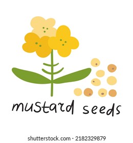 Mustard seeds. Flat vector illustration on white background.