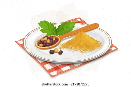 Mustard seeds and  powder vector illustration