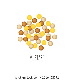 Mustard  seeds vector illustration in a flat cartoon style isolated on white background.