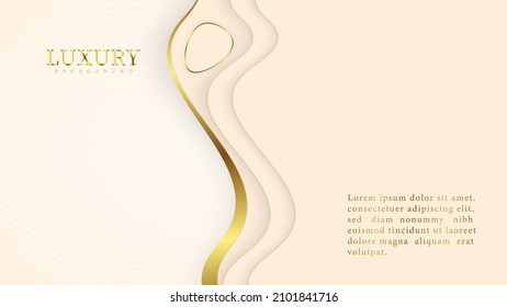 Mustard shade elegant golden lines background in 3d abstract style. Vector illustration of modern deluxe template design. - eps 10