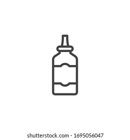 Mustard squeeze bottle line icon. linear style sign for mobile concept and web design. Condiment bottle outline vector icon. Symbol, logo illustration. Vector graphics