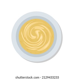 Mustard top view on the white background. Vector illustration.