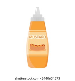Ilustración vectorial de mostaza. La mostaza se puede agregar a los perritos calientes, hamburguesas y comidas.